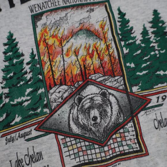 Vintage 1994 Wenatchee National Forest Tyee Complex Fire Sweatshirt - Picture 5 of 8